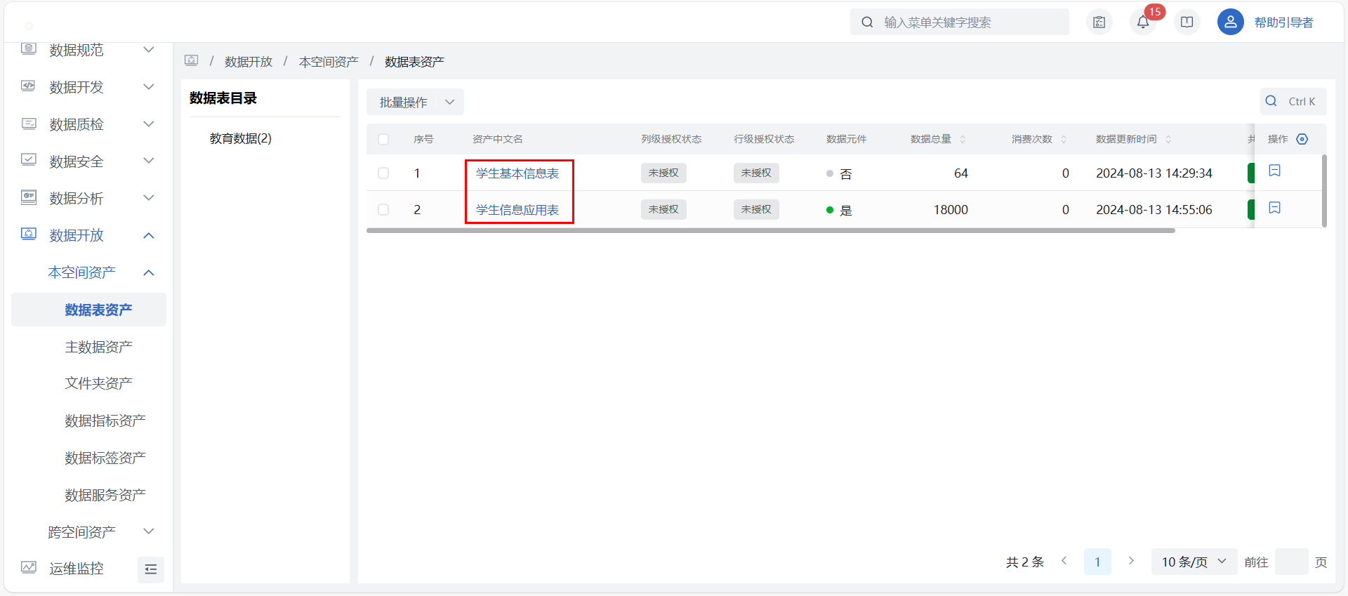 数据表消费