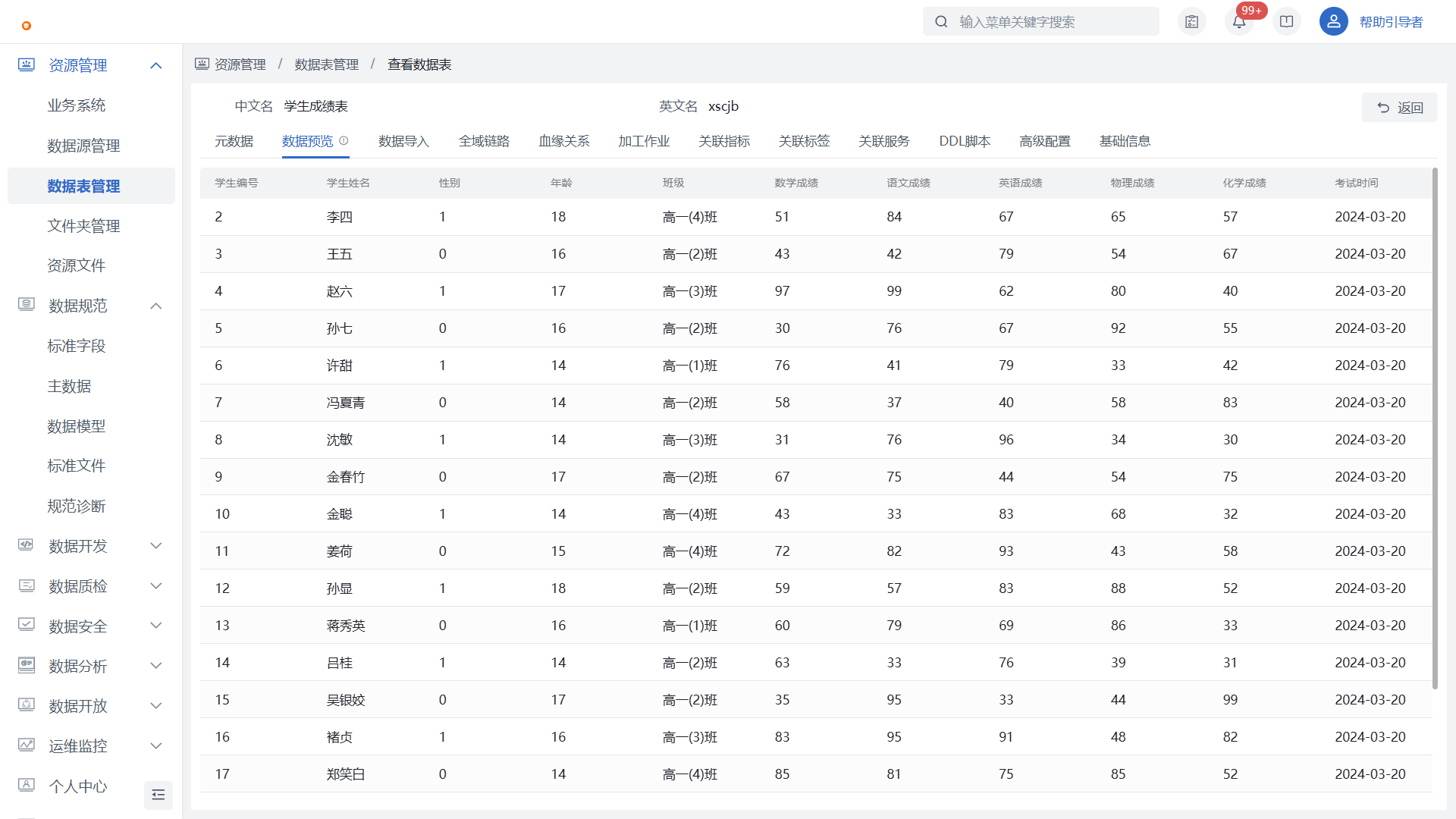 表详情
